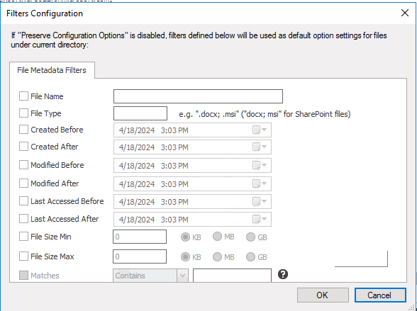 FS Filters Configuration