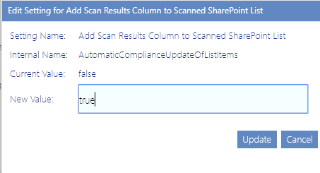 Config Setting Scan Results Column