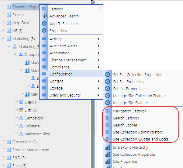 Site Collection Configuration options