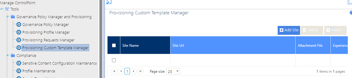 Site Provisioning Custom Template
