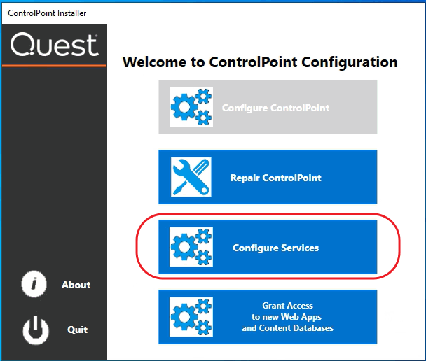 Configure Services from Wizard
