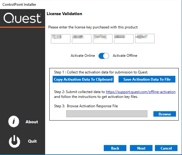 installer license validation offline On Prem