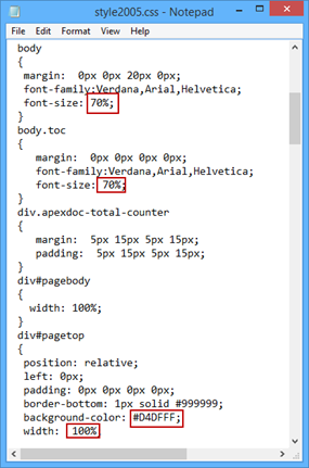 The css file before changes are made