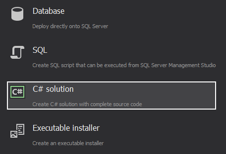 Selecting the C# project as an output type
