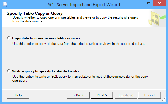 Choosing table copy or query