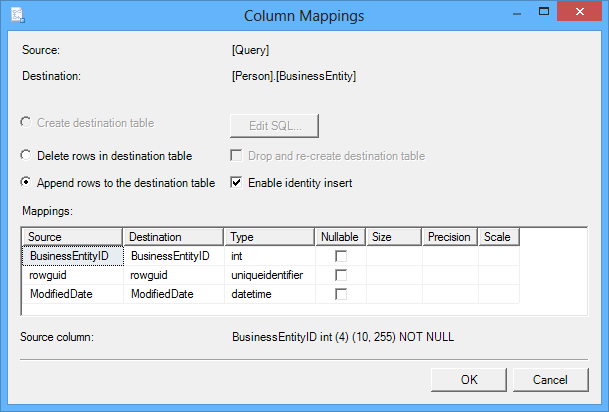 Column mappings