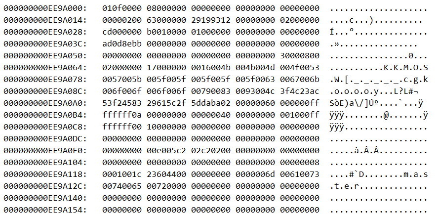 Hexadecimal output from the online LDF file