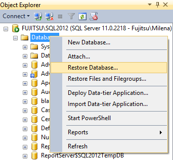 Restore database backup in SQL Server