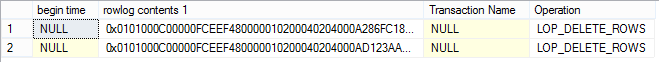 Transactions for deleted rows