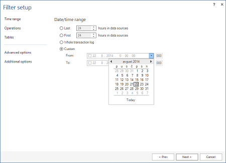 Filter setup - open LDF file