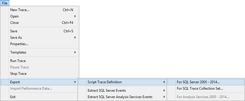 Exporting Script trace definition using SQL Server Profiler