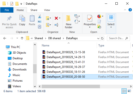 Folder that contains all comparison reports from all conducted system executions 