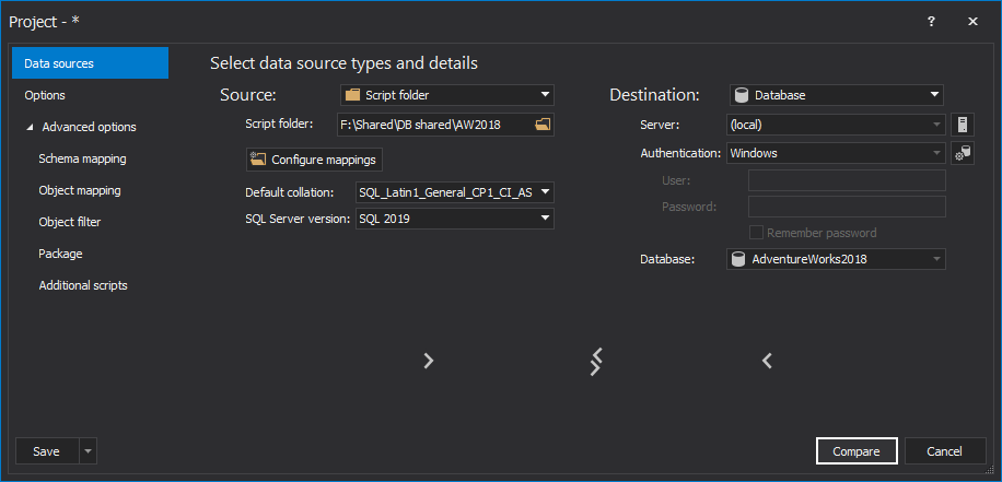 Initiation of the comparison process is started with the click on the Compare button