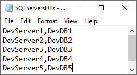 Text file that contains all servers and databases from all developers 