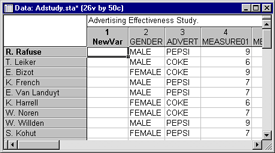 spreadsheet new variable