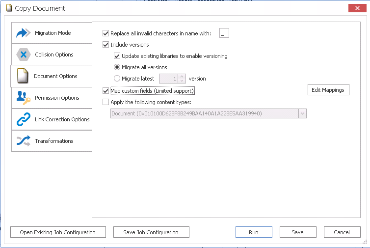 eRoom Document Options