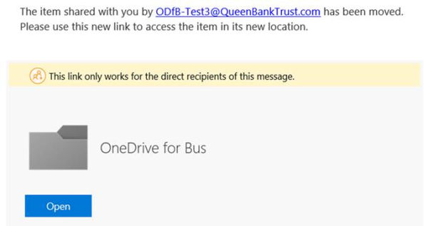 Figure 5: Example OneDrive Shared (Delegate) Notification Email