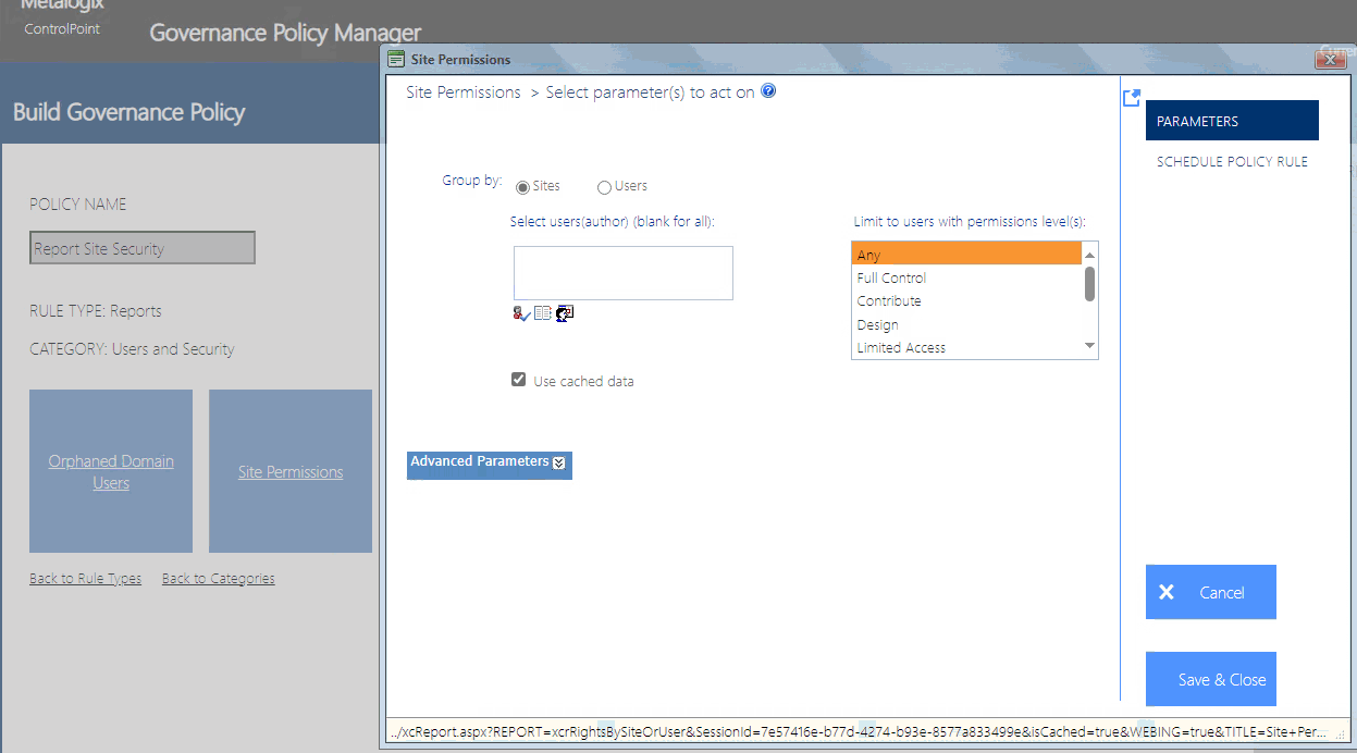 Governance Policy SELECT REPORT