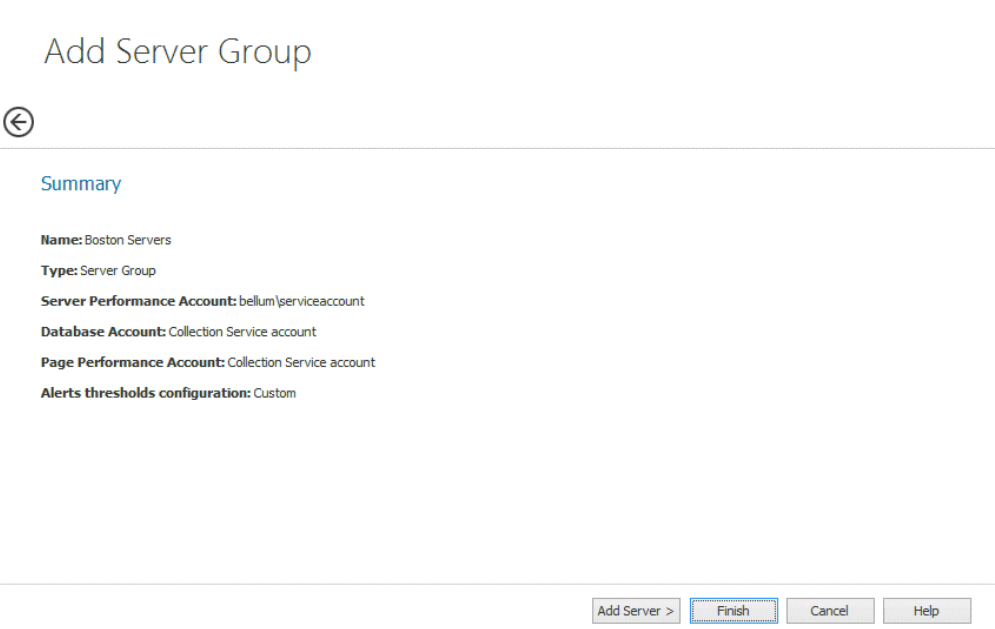 Add Server Group SUMMARY