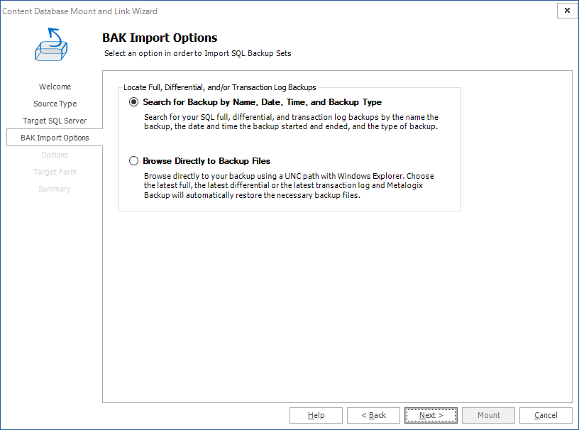 Granular_Restore_Wizard_40_BAK_Import Options