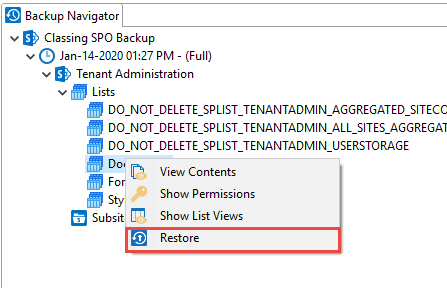 restore spo classic backup 4