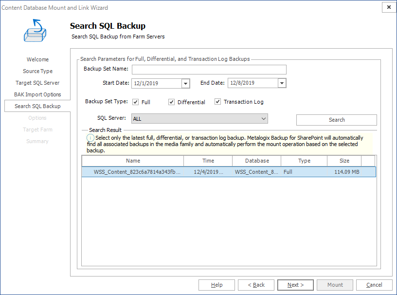 Granular_Restore_Wizard_50_Search_SQL_Backup