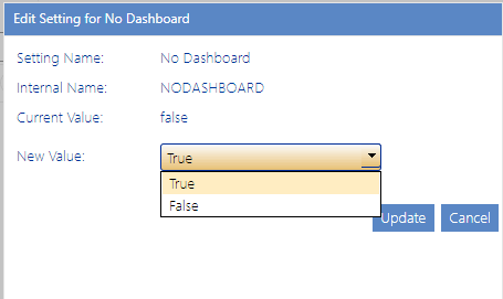 Config Setting NoDashboard