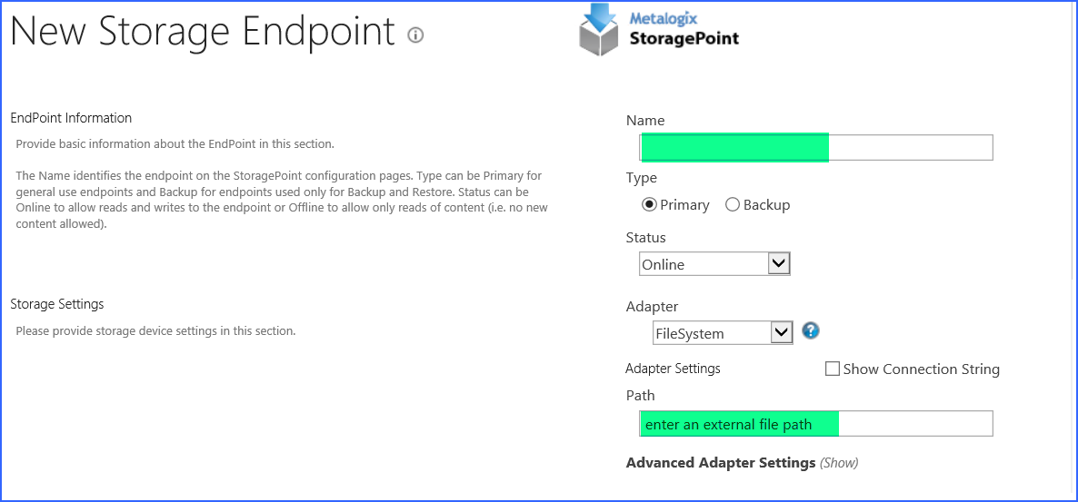 New Endpoint - Quick Start