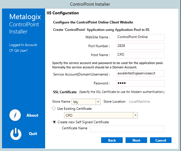 CP Online Install IIS CONFIGURATION