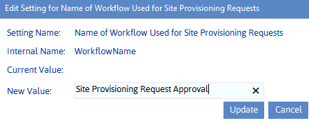 Config Setting WorkflowName