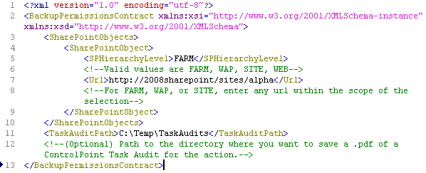BackupPermissions xml