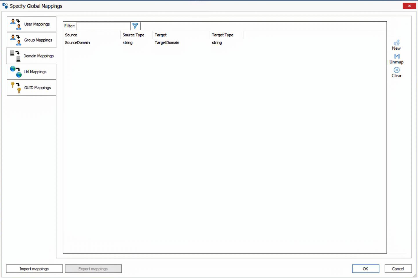 Specify Global Mappings_Domain Mappings tab