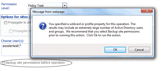 Wildcard BACKUP SITE PERMS