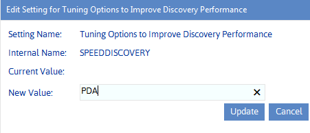 Config Setting SPEEDDISCOVERY