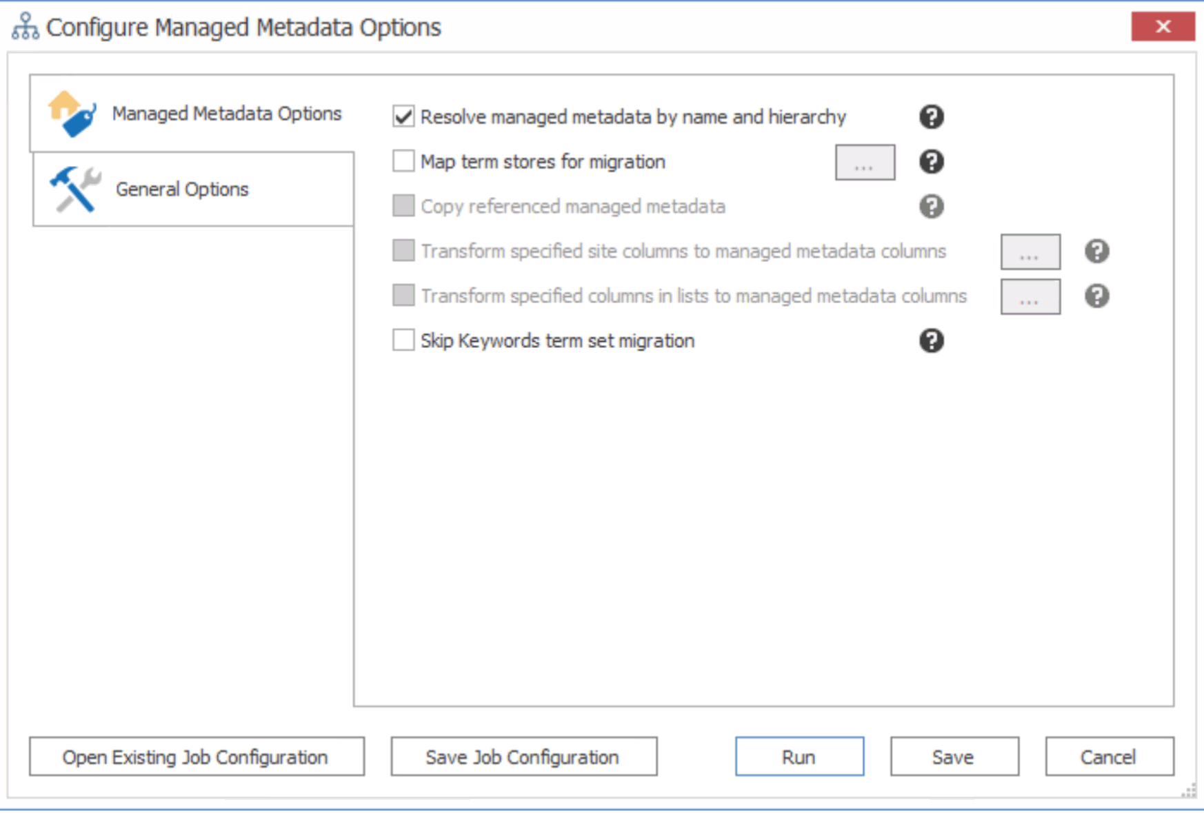 Managed Metadata Options Before Migration