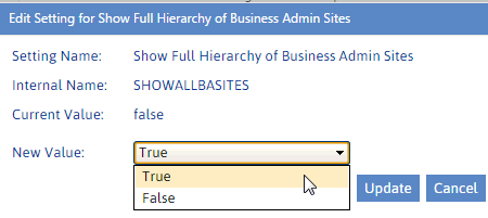 Config Setting SHOWALLBASITES