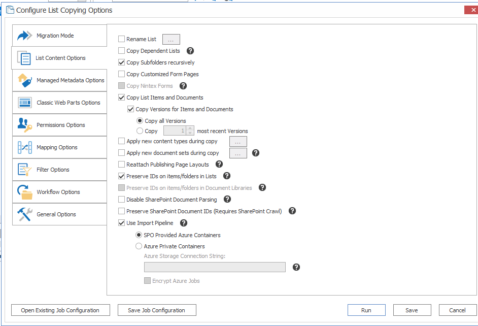 List Options