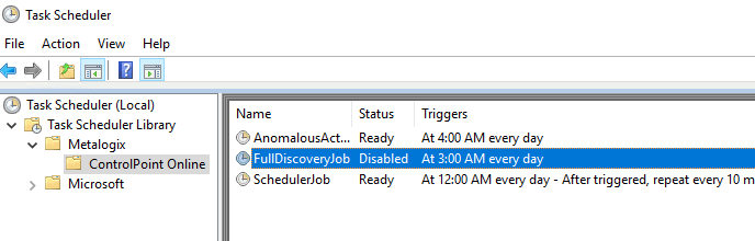 PC Online Discovery Job Task Scheduler DISABLED