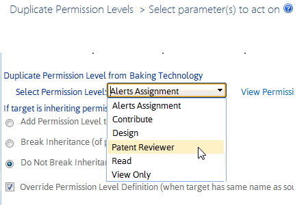 Duplicate Permissions Level LIST