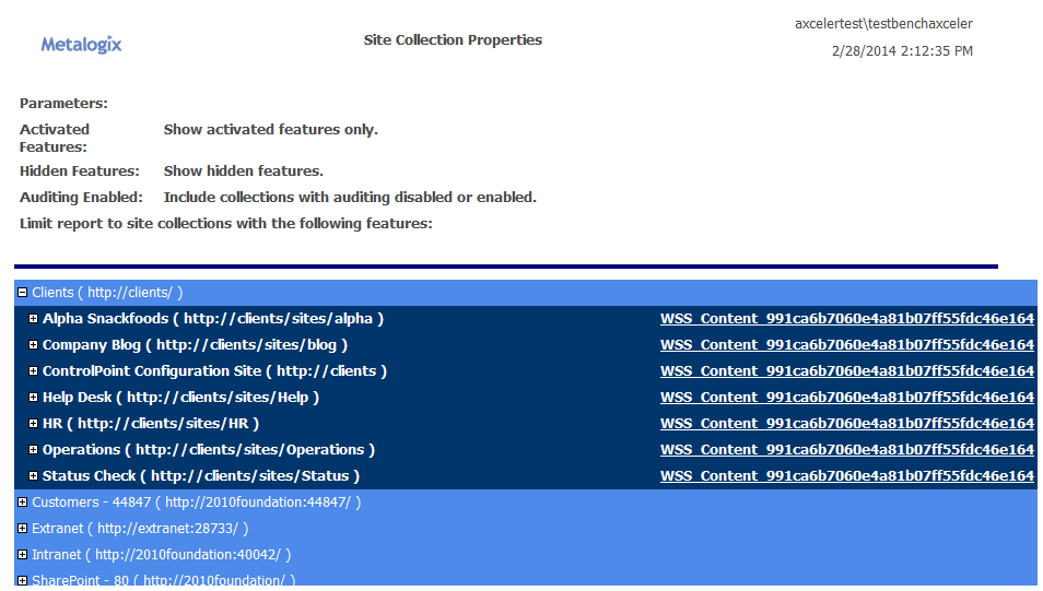 Site Collection Summary RESULTS