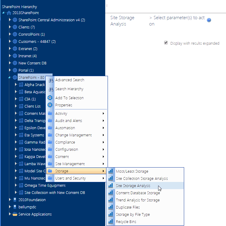 Eval Guide Site Storage SELECT