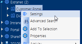 Site Settings ROOT SITE