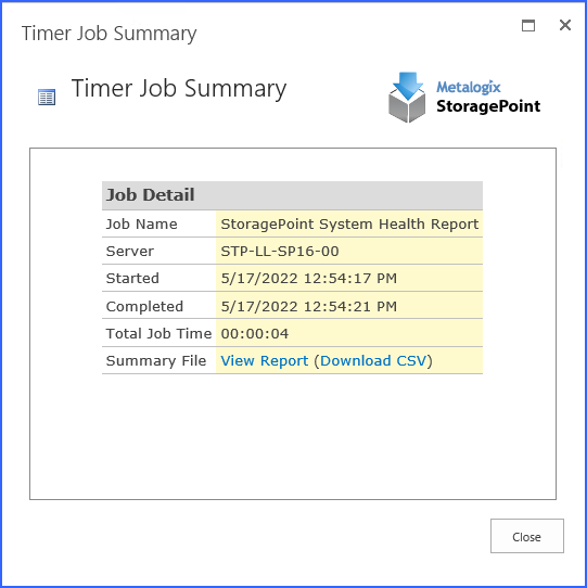 export dashboard data job summary