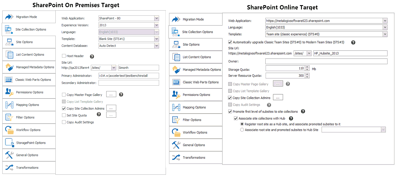 Site Collection Options