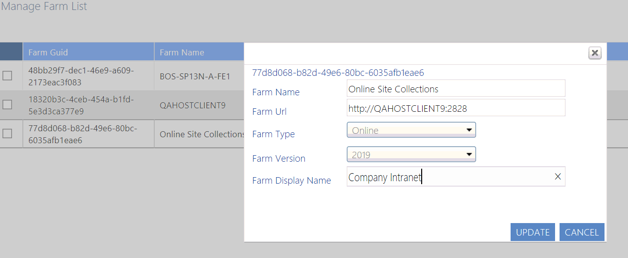 Manage Farm List EDIT