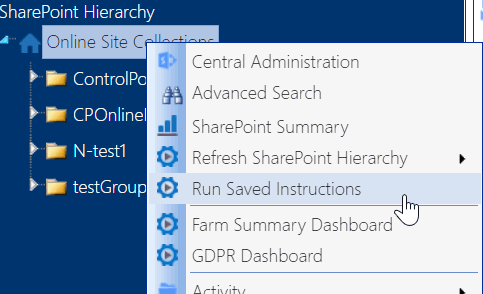 Run Saved Instructions HIERARCHY