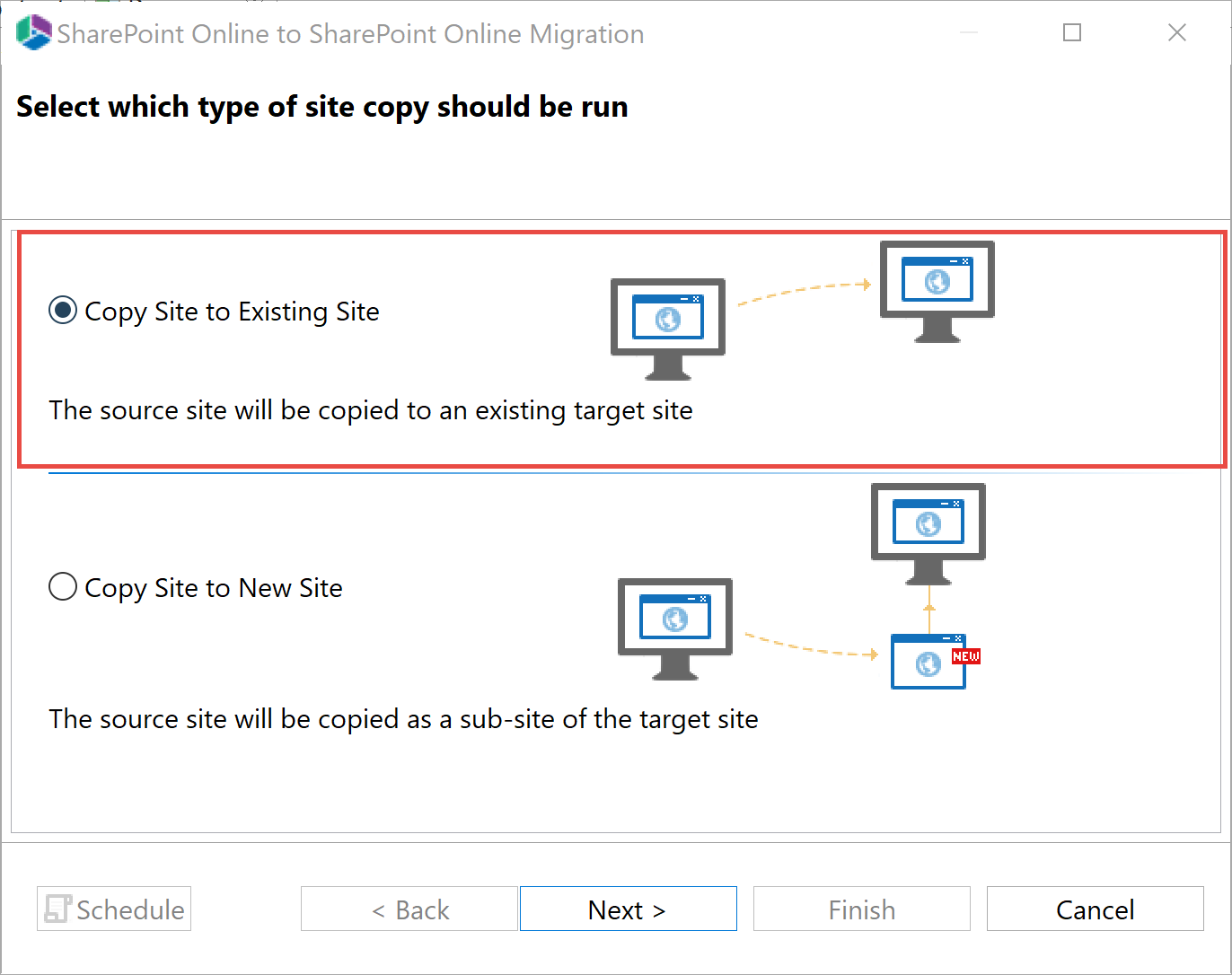 Copy site to existing site 1