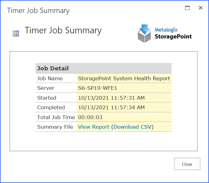 export dashboard data job summary