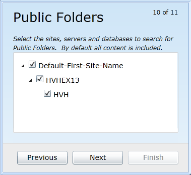 Public Folders screen