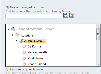 Custom Properties TERM SET SETTINGS